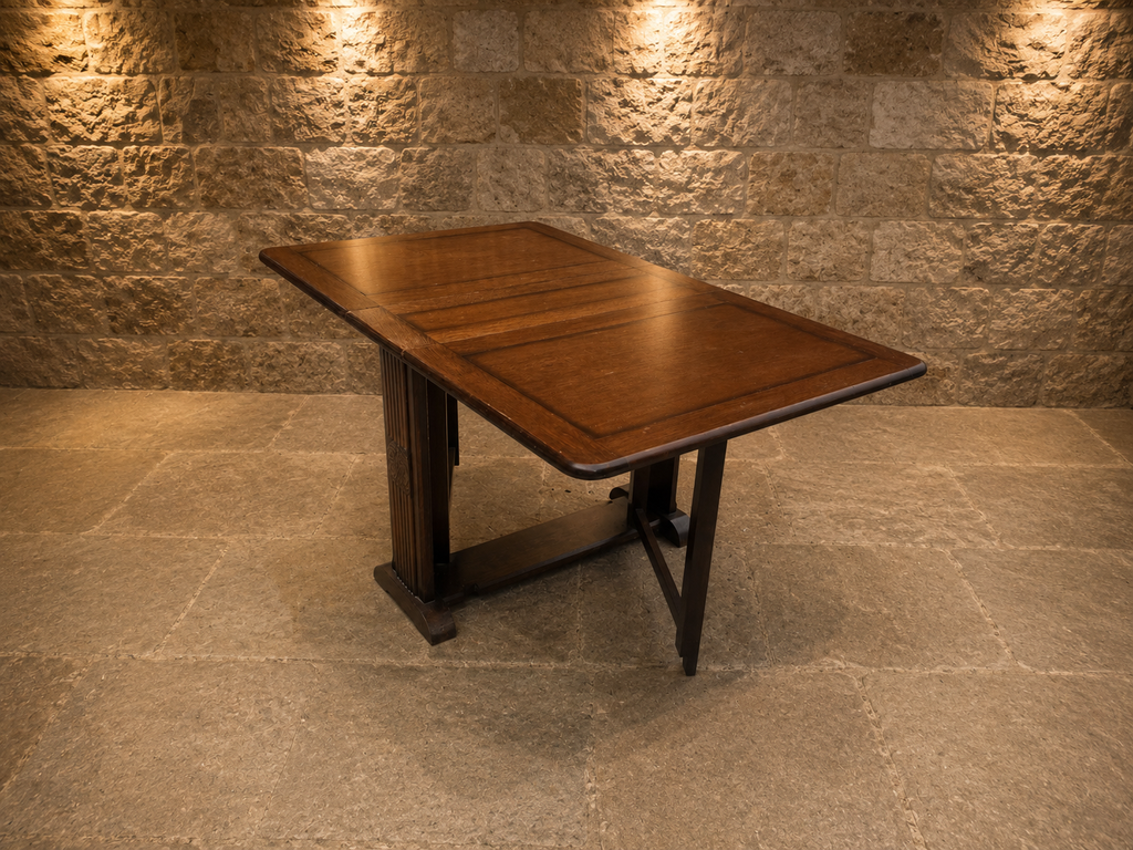 Vintage 1930s Art Deco Oak Drop Leaf Dining Table – Carved Gateleg Table