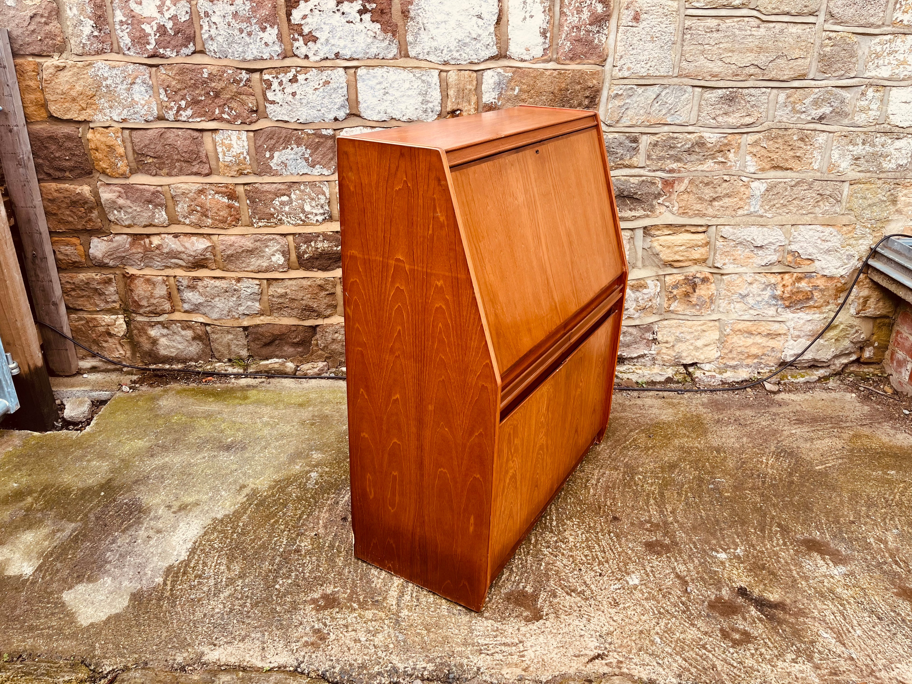 Mid Century Teak Bureau Writing Desk