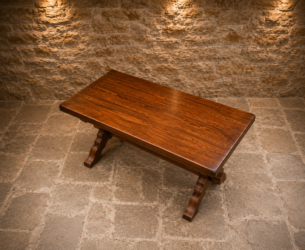 Solid Oak Refectory Dining Table | English Farmhouse Dining Table | Rustic Trestle Dining Table | Country House Kitchen Table
