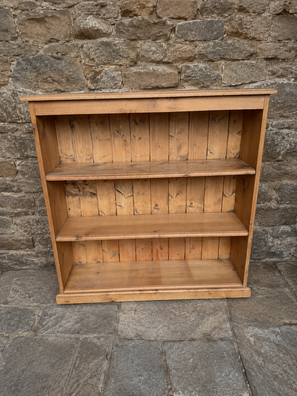 Vintage Rustic Pine Open Bookcase