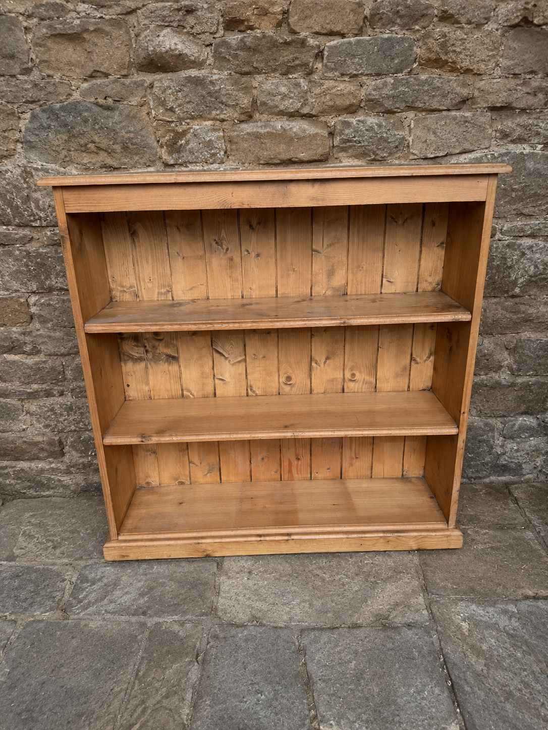 Vintage Rustic Pine Open Bookcase