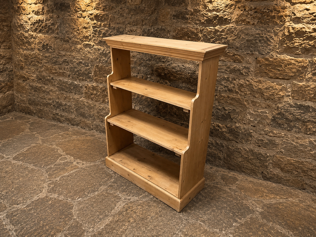 Victorian Solid Pine Open Bookcase | Antique English Shelving Unit | Circa 1890–1910