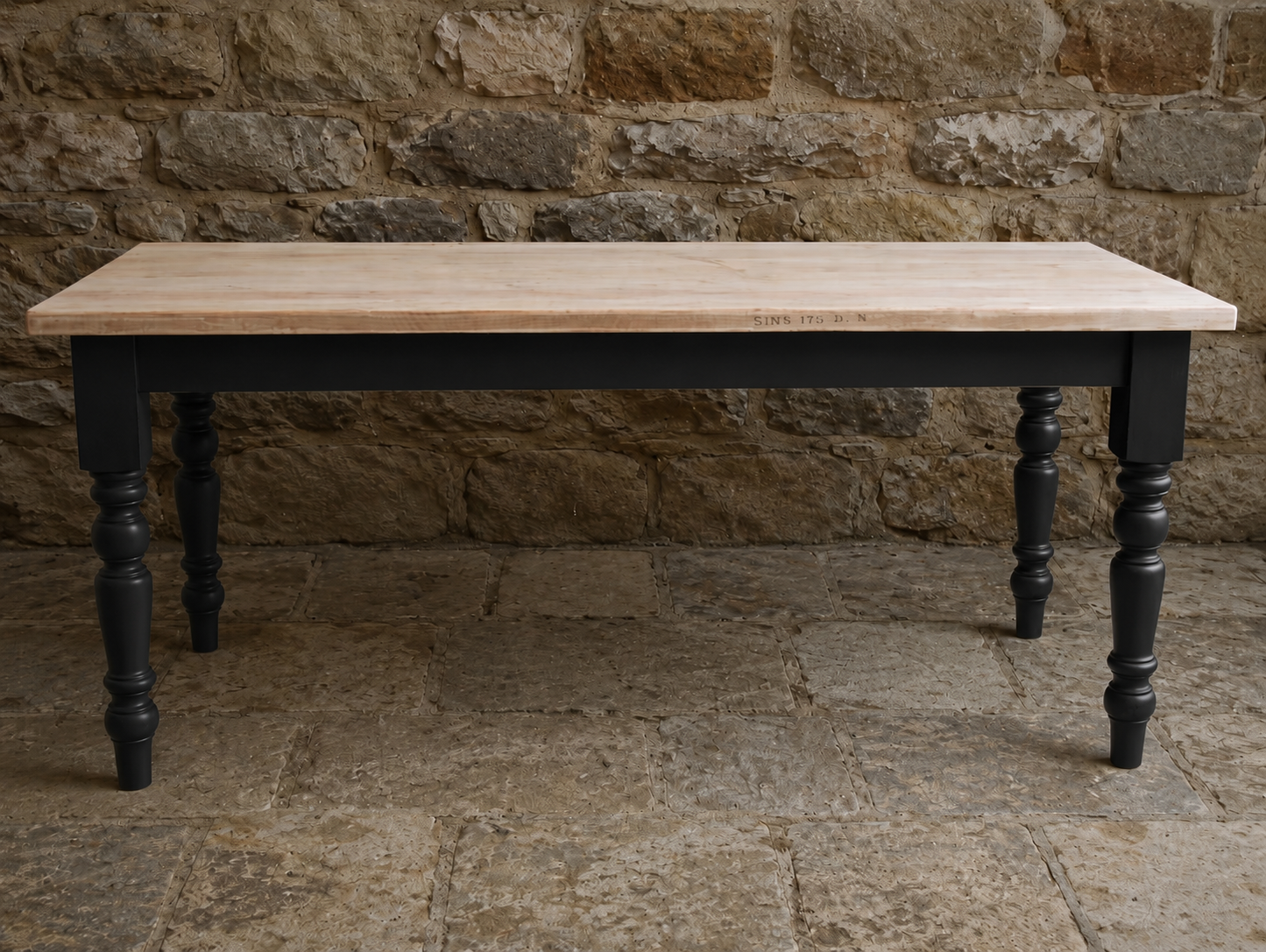 Handmade 6ft Farmhouse Dining Table with Black Base | Bespoke Refectory Table | Custom Farrow & Ball Colours Available