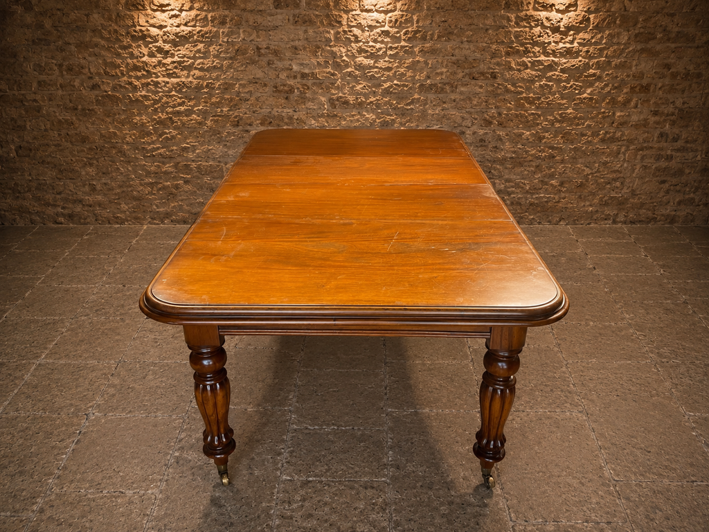 Victorian Walnut Extending Dining Table with Original Castors | Antique 19th Century Dining Table