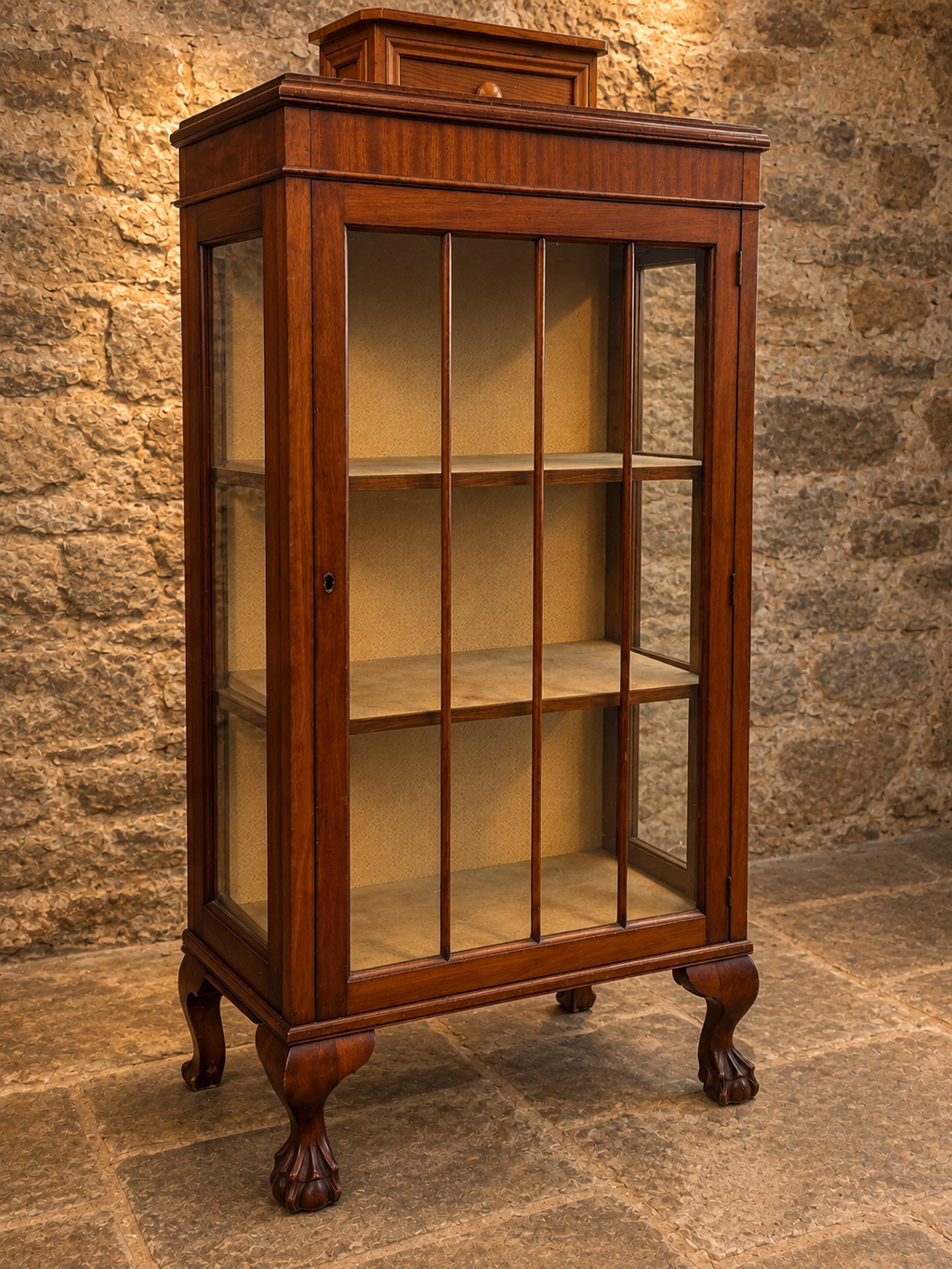 Antique Edwardian Mahogany Glazed Display Cabinet – c.1900–1910