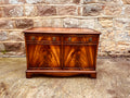 Mahogany Vintage Storage Cabinet – Flame Veneer & Brass Knobs