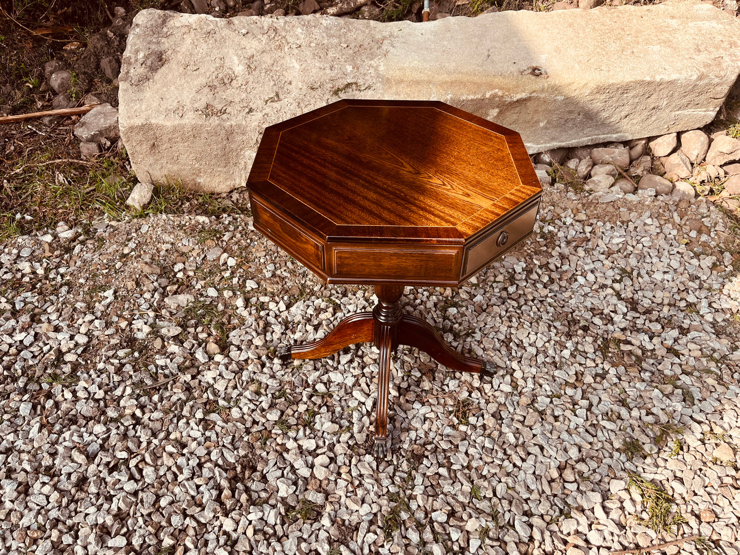 Georgian Style Octagonal Mahogany Lamp Table With Drawer