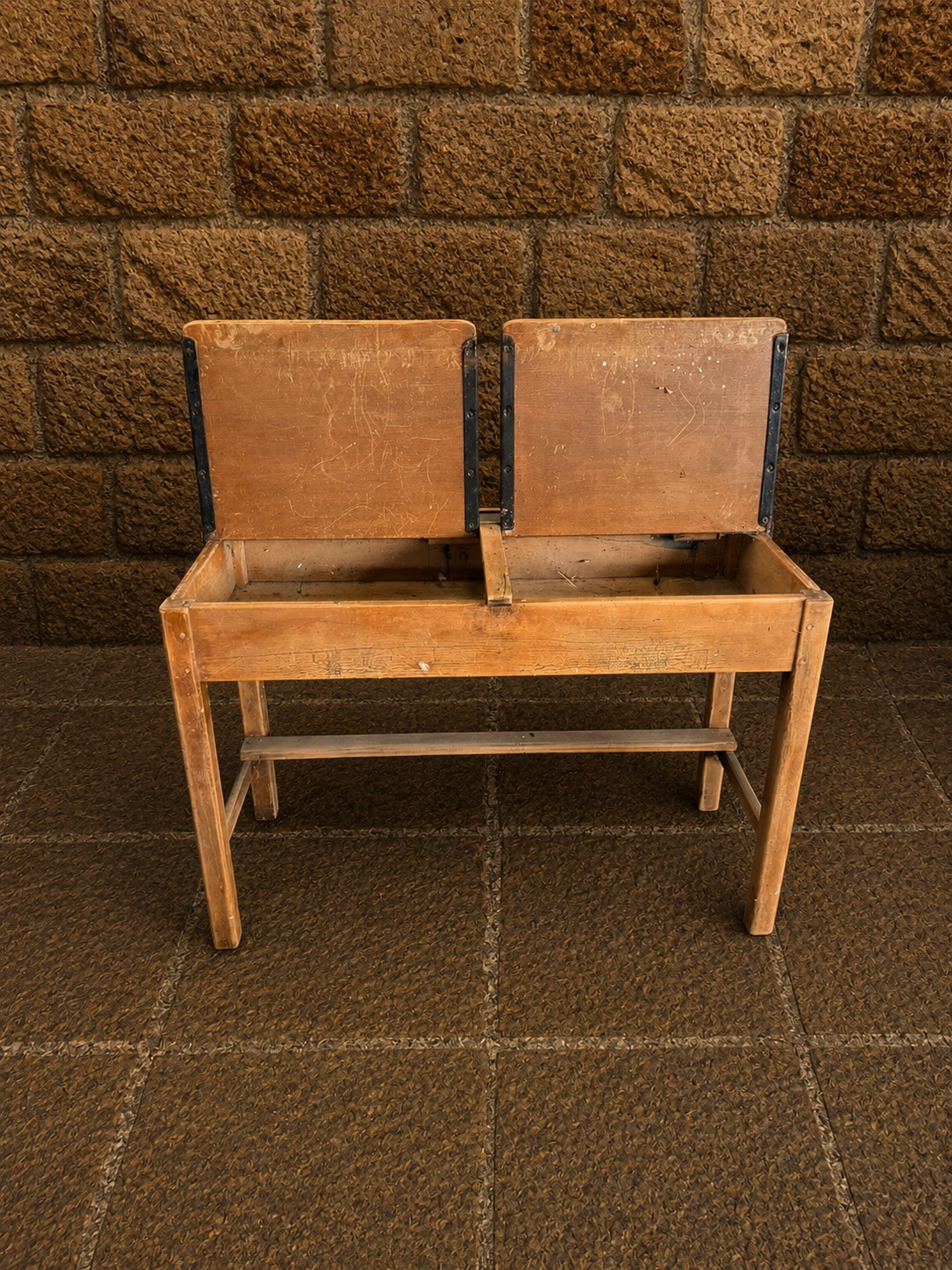 Vintage British School Desk Bench c1920s–1940s