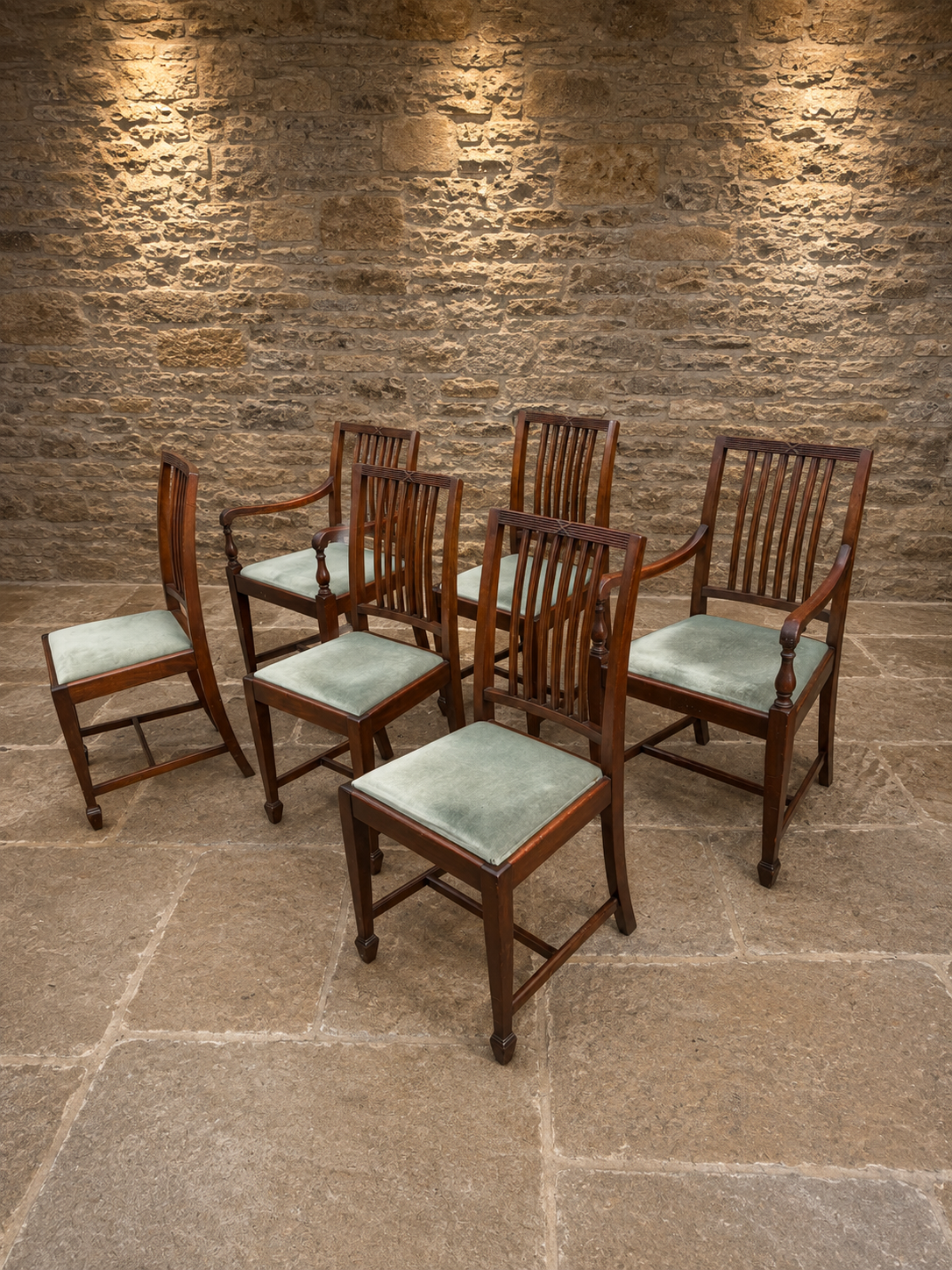 Set of Six Antique Edwardian Mahogany Dining Chairs – Two Carvers – Circa 1910