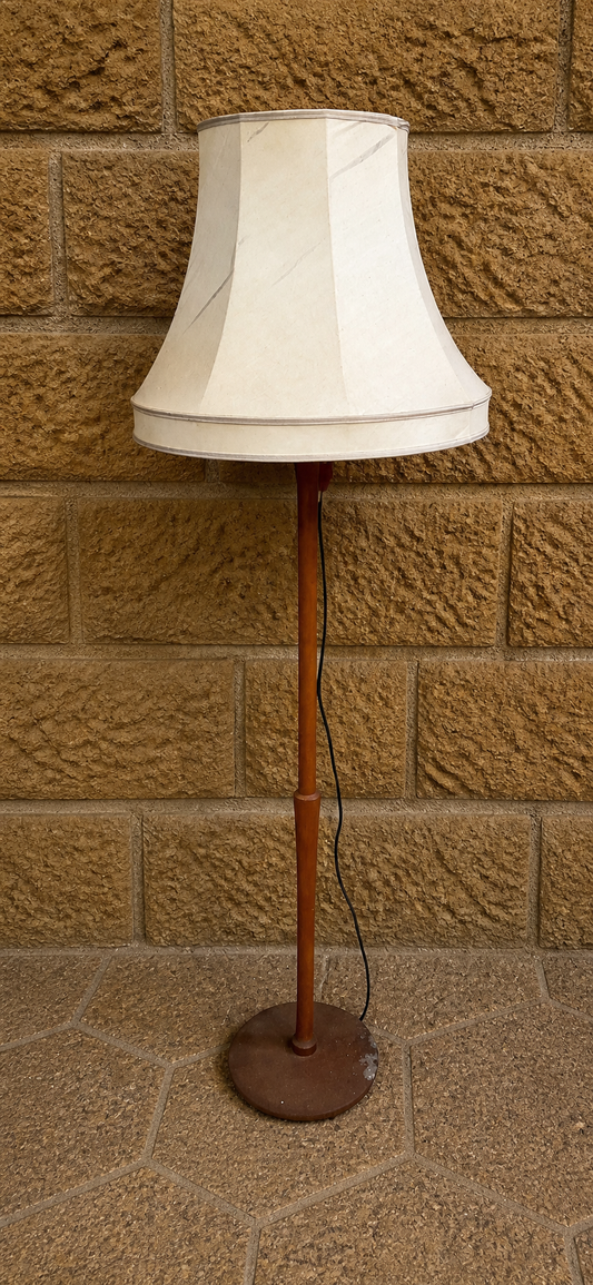 Vintage Wooden Floor Lamp with Shade – Minimalist Mid Century Style Standing Lamp