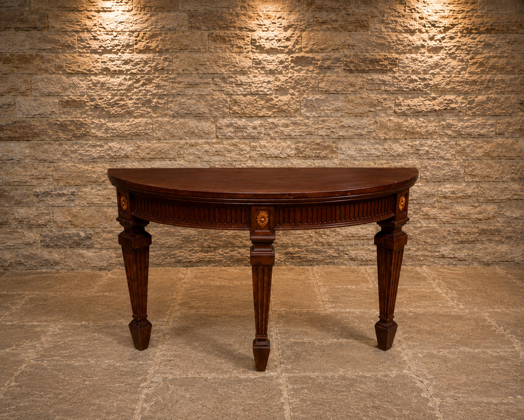 Antique George III Mahogany Demi-Lune Fold Over Dining Table | Georgian Console Table | Circa 1800 | Neoclassical Hall Table