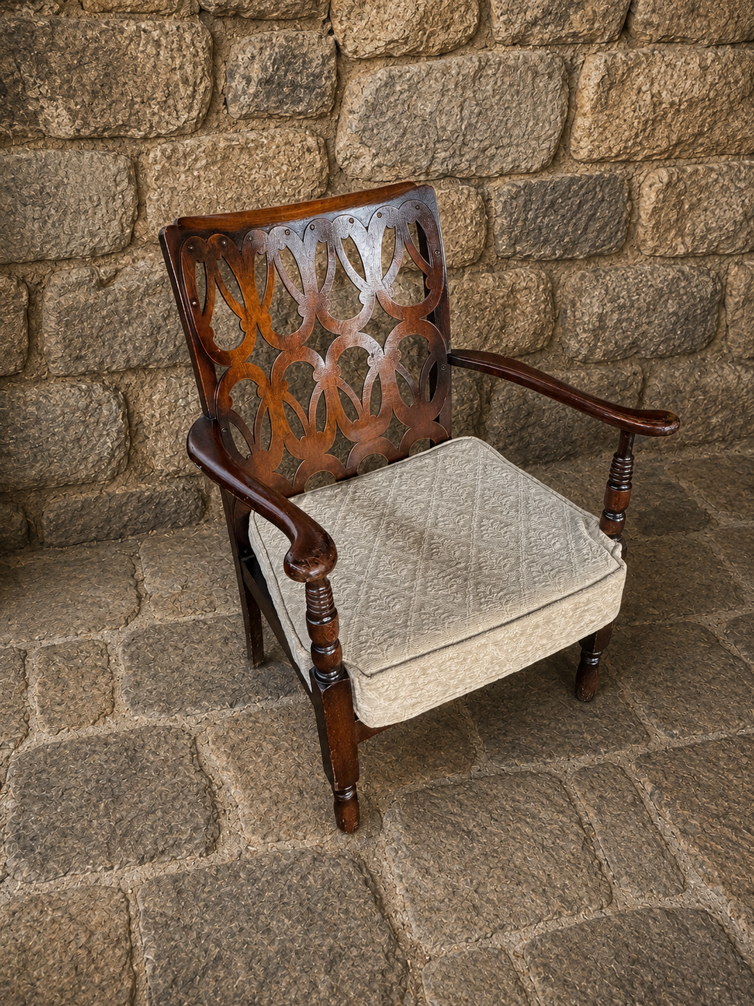 Antique Edwardian Mahogany Pierced Back Armchair c1910