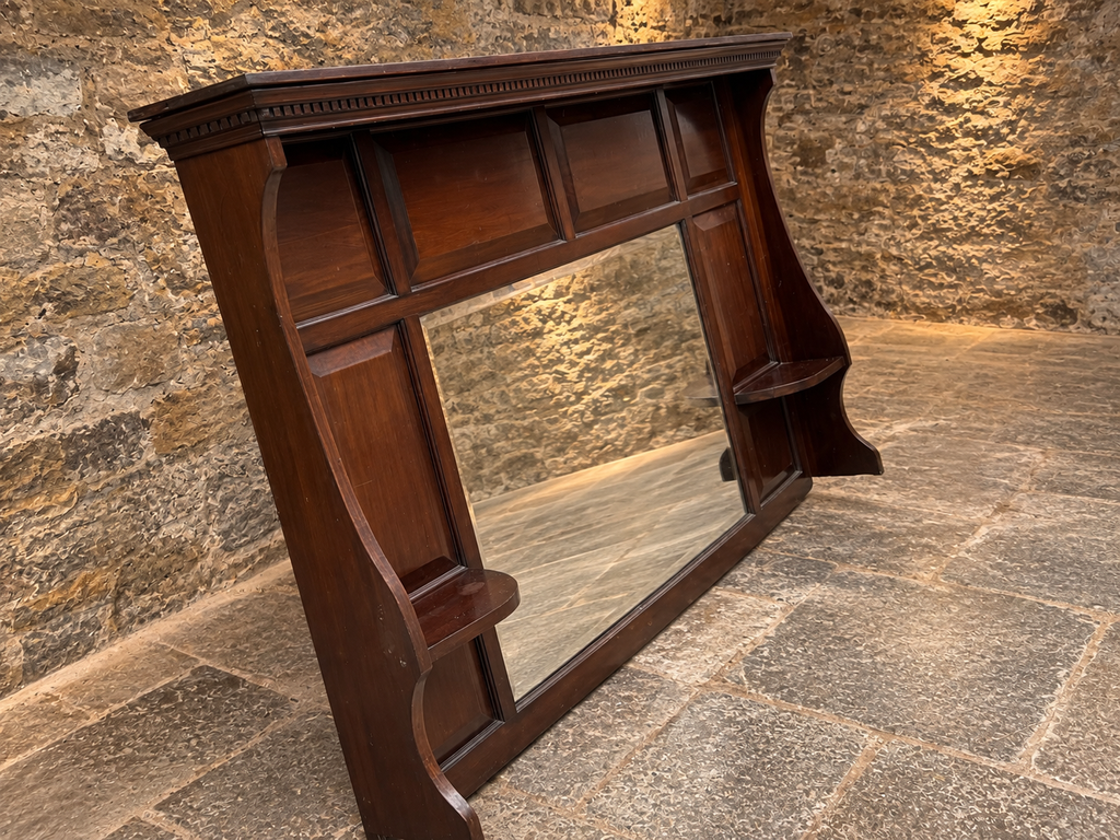 Antique Victorian Edwardian Mahogany Overmantel Mirror – c.1900
