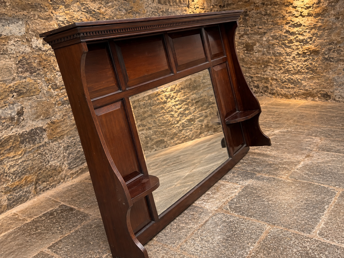 Antique Victorian Edwardian Mahogany Overmantel Mirror – c.1900