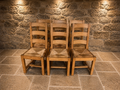 Set of 6 Solid Oak Arts & Crafts Ladder Back Dining Chairs with Rush Seats