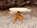Solid Wood Drop Leaf Dining Table – Round Pedestal Farmhouse Kitchen Table