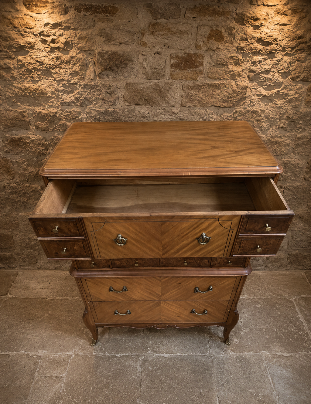 Antique French Walnut Semainier Chest of Drawers | Belle Époque Walnut Lingerie Chest | French Tallboy | Circa 1890–1910