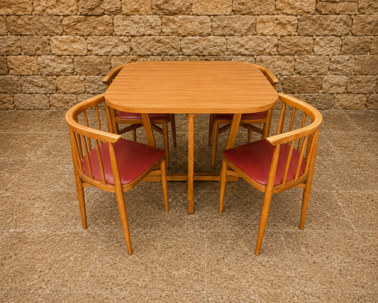 Vintage Mid Century Dining Set – Scandinavian Style Table & Four Chairs