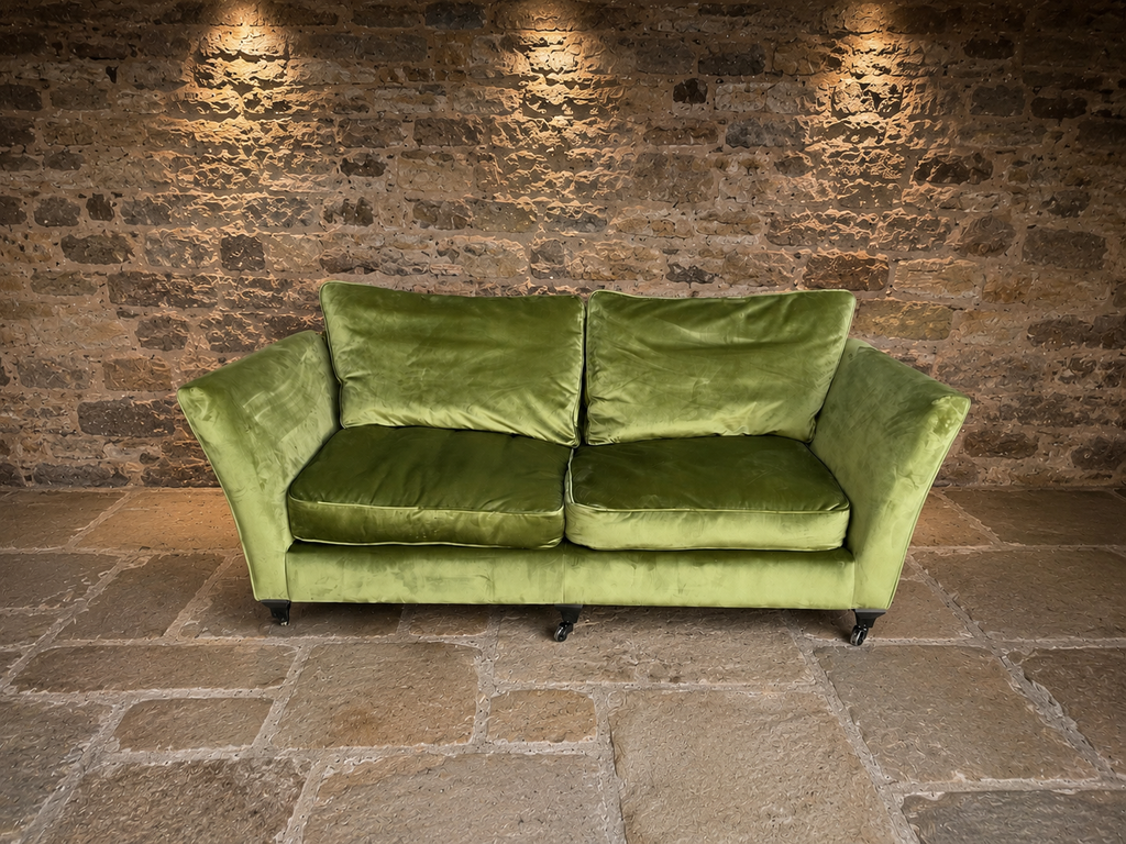 Luxury Olive Green Velvet Two Seater Sofa