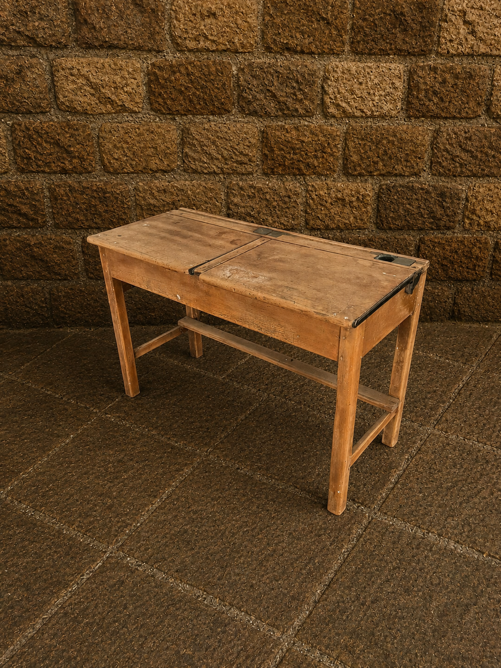 Vintage British School Desk Bench c1920s–1940s