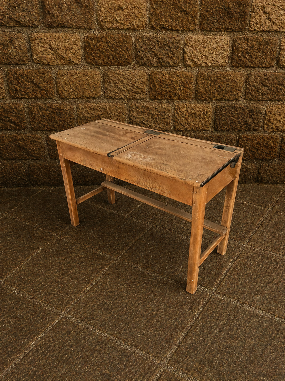 Vintage British School Desk Bench c1920s–1940s
