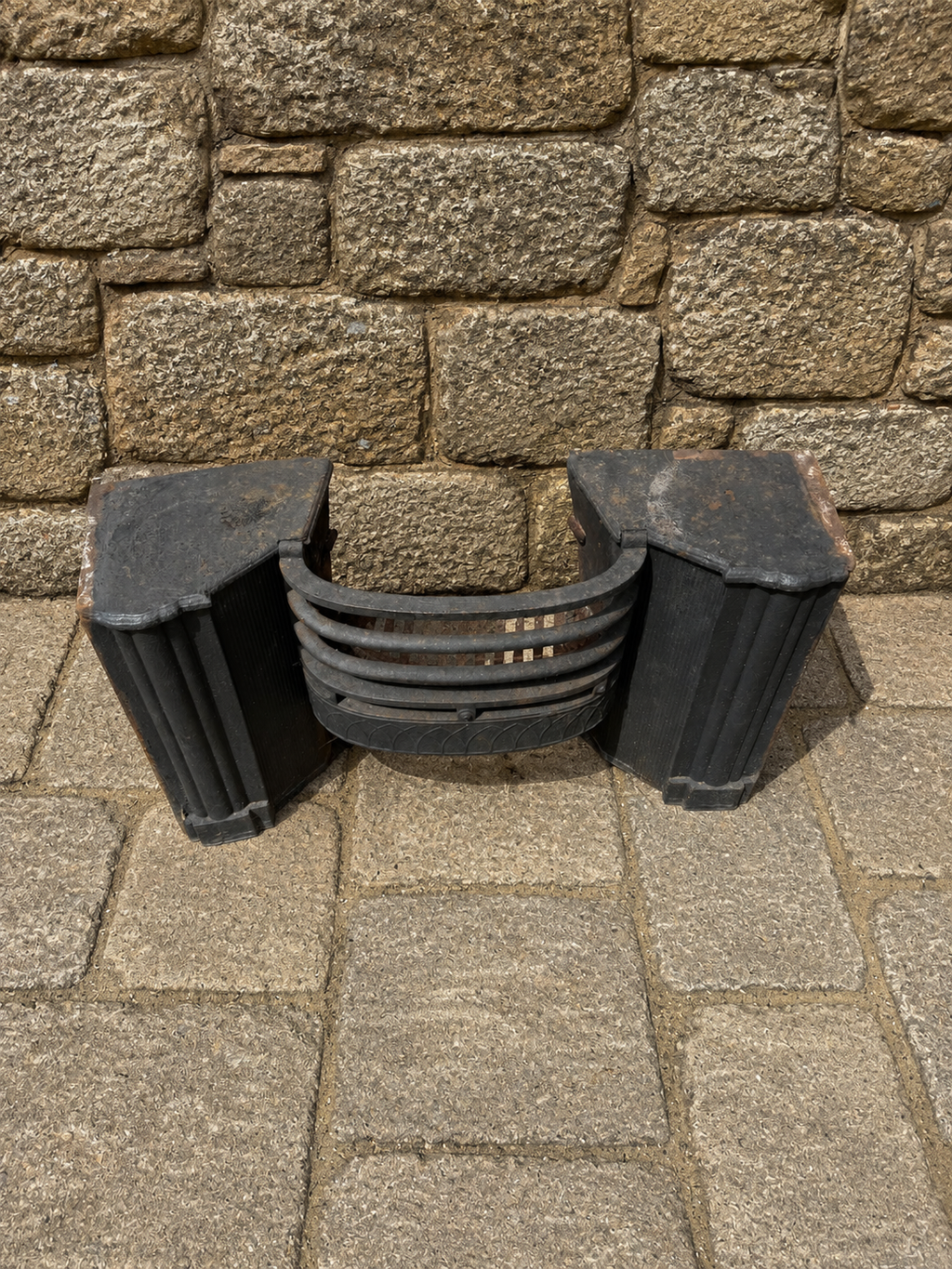 Vintage Art Deco Cast Iron Fireplace Fire Basket c1930s