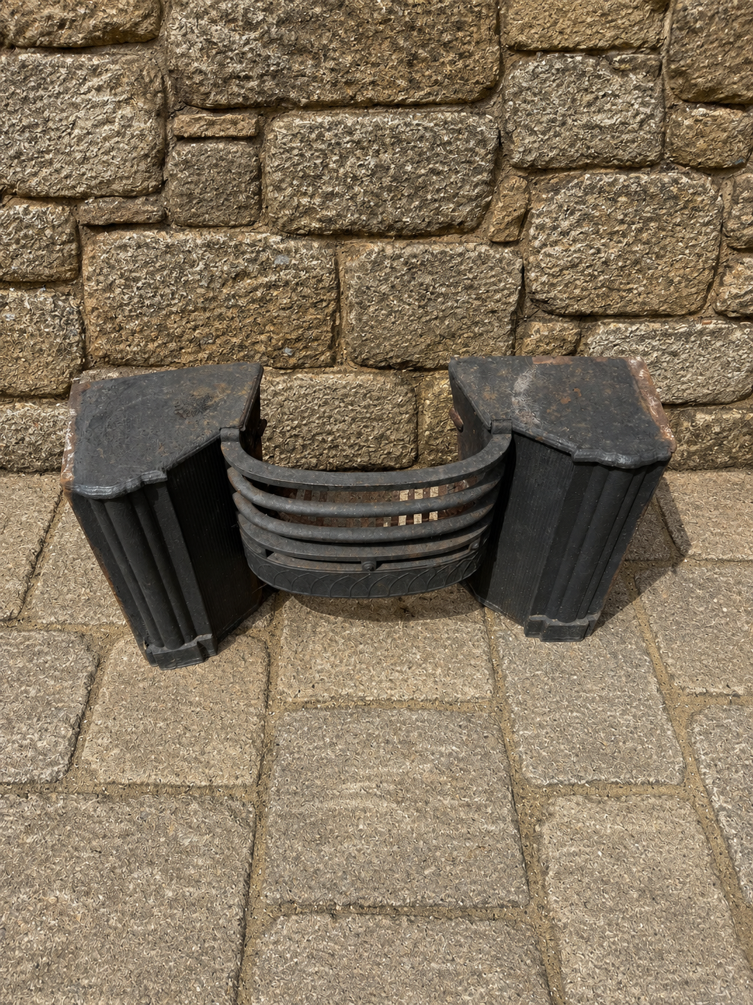 Vintage Art Deco Cast Iron Fireplace Fire Basket c1930s