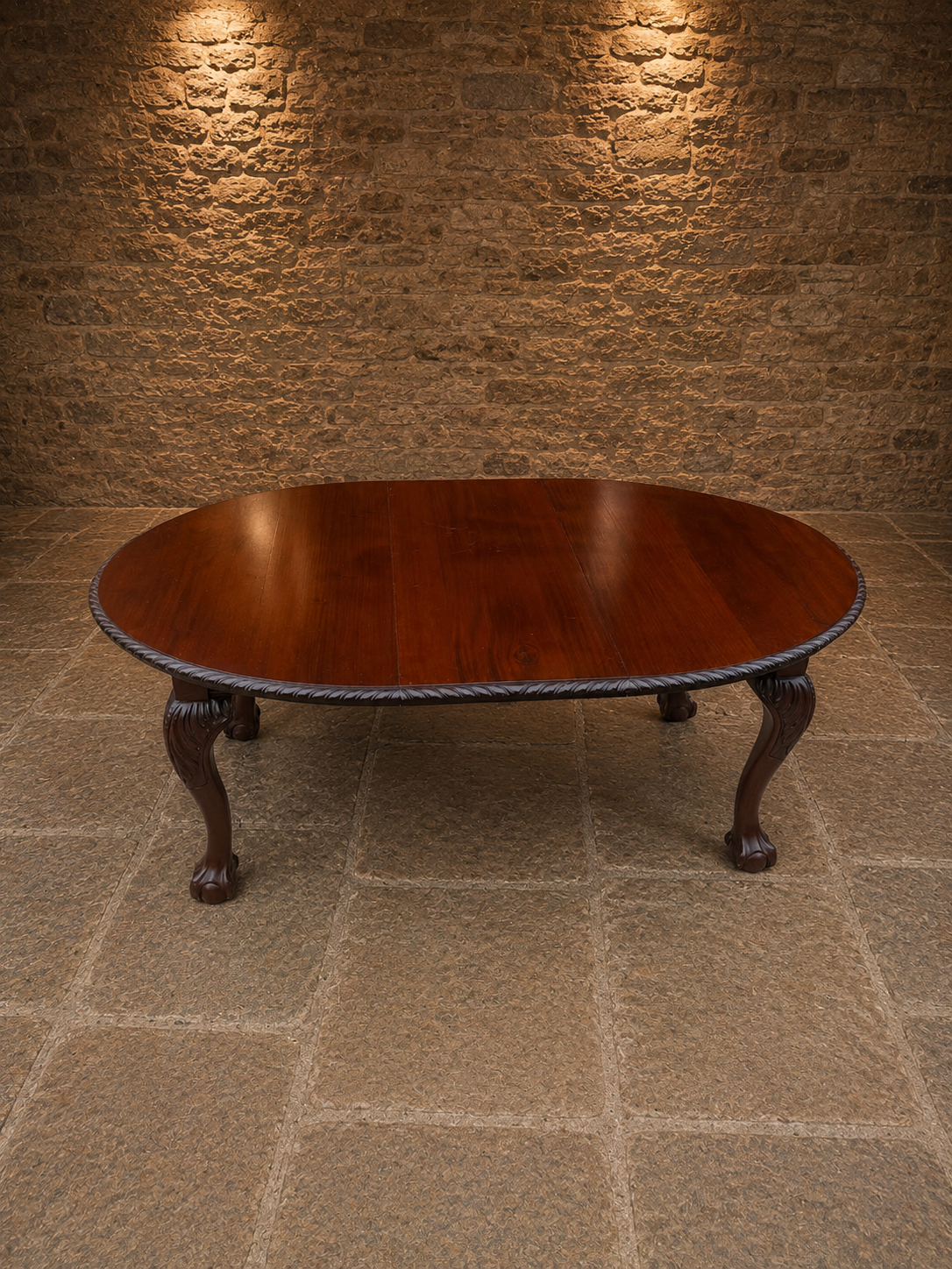 Antique Edwardian Chippendale Revival Mahogany Extending Dining Table