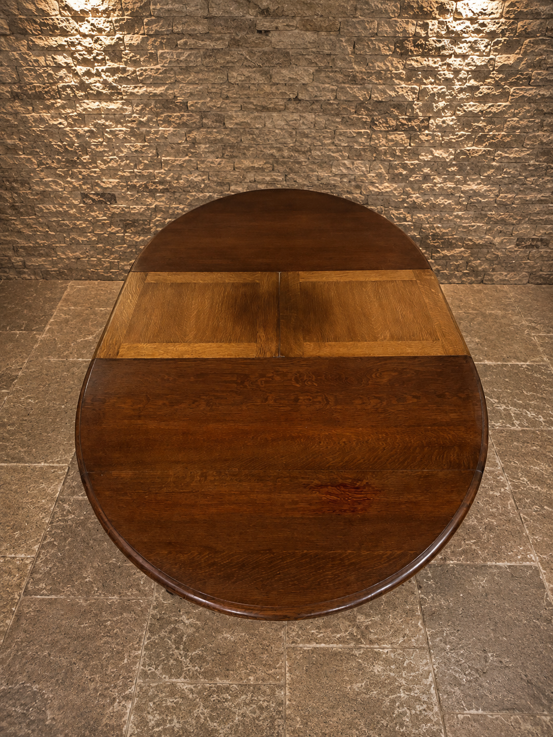 Antique English Solid Oak Extending Dining Table | Oval Farmhouse Table | Circa 1920
