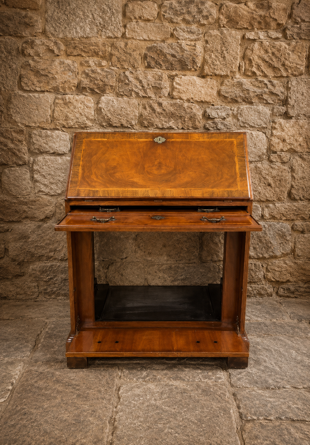 Georgian Style Mahogany Media Bureau | Vintage Flame Mahogany TV Cabinet | Traditional Entertainment Cabinet | Fall Front Media Unit