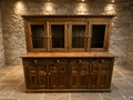 Large Solid Pine Farmhouse Dresser | Rustic Welsh Dresser | Glazed Display Cabinet