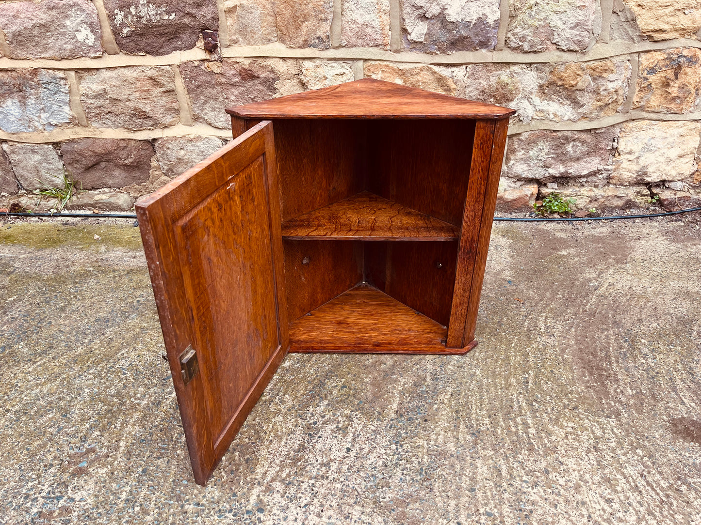 Antique Carved Oak Corner Cupboard