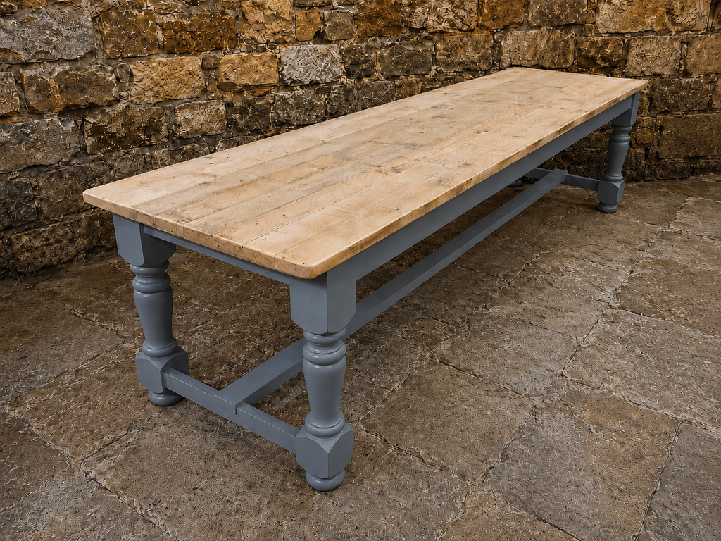 Handmade Bespoke Farmhouse Dining Table | Reclaimed Pine Top | Custom Sizes 4ft–13ft