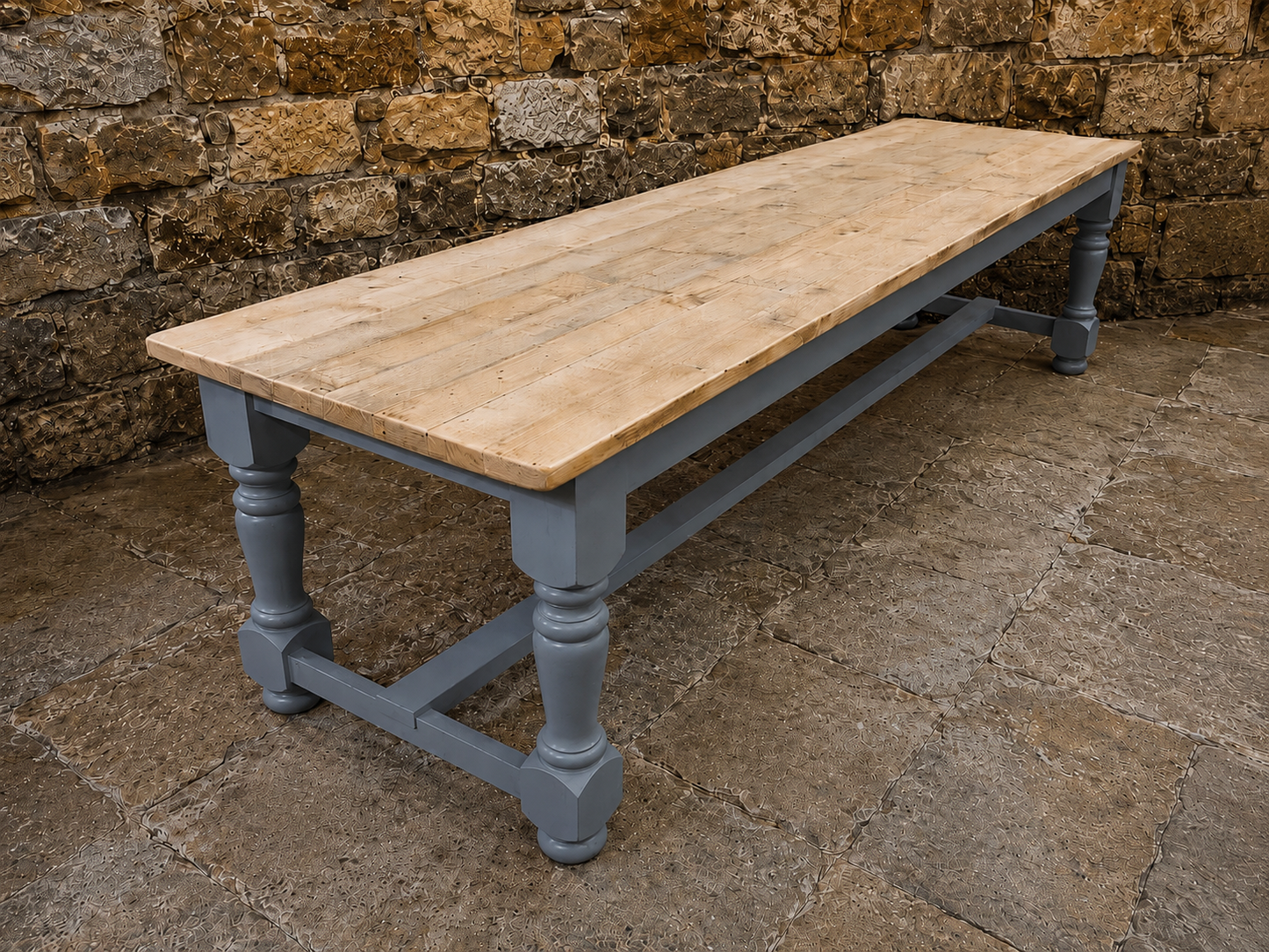 Handmade Bespoke Farmhouse Dining Table | Reclaimed Pine Top | Custom Sizes 4ft–13ft