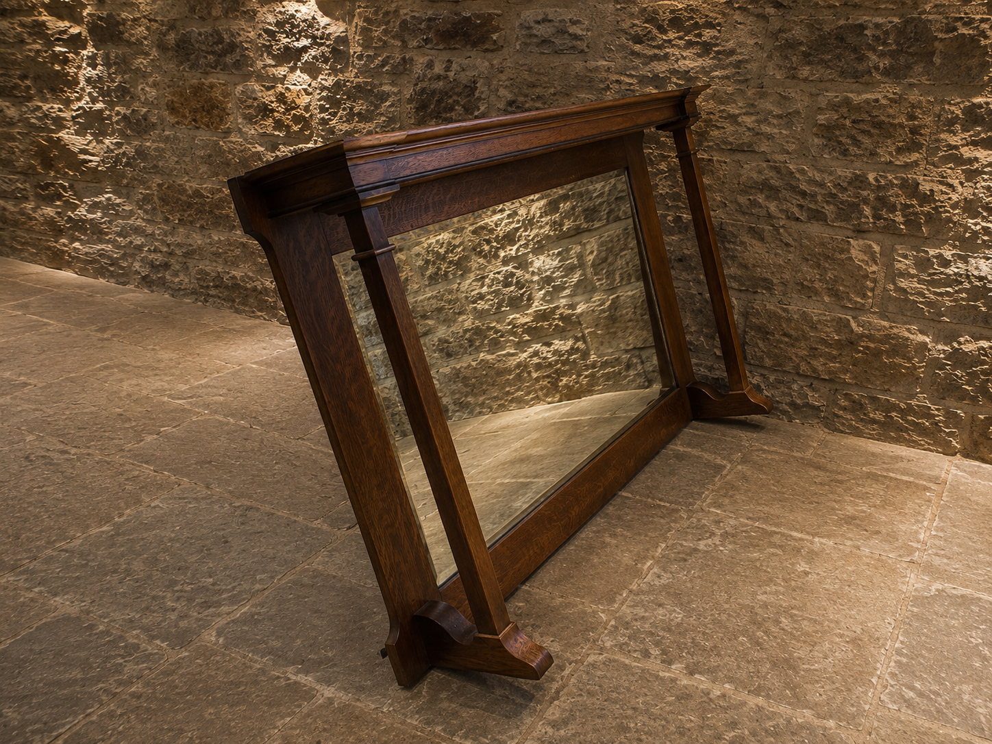 Antique Oak Overmantel Mirror – Late Victorian / Edwardian, Circa 1900