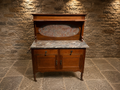 Antique Edwardian Marble Top Washstand with Oval Marble Splashback – c.1890–1910