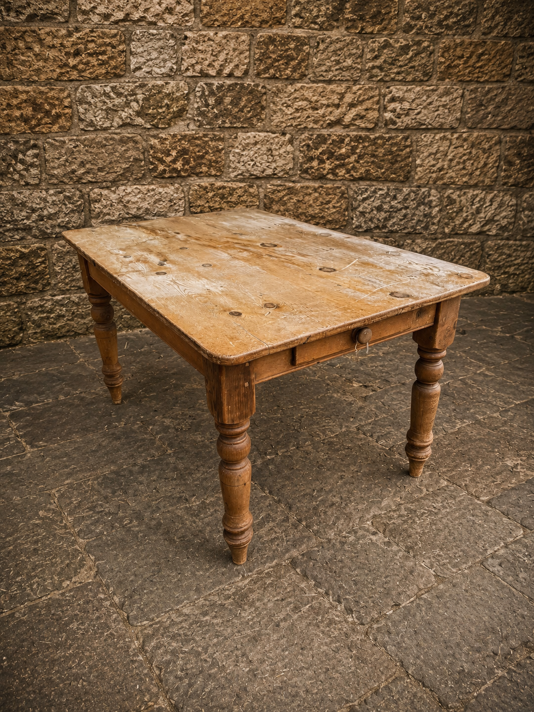 Victorian Scrubbed Pine Farmhouse Table c.1890