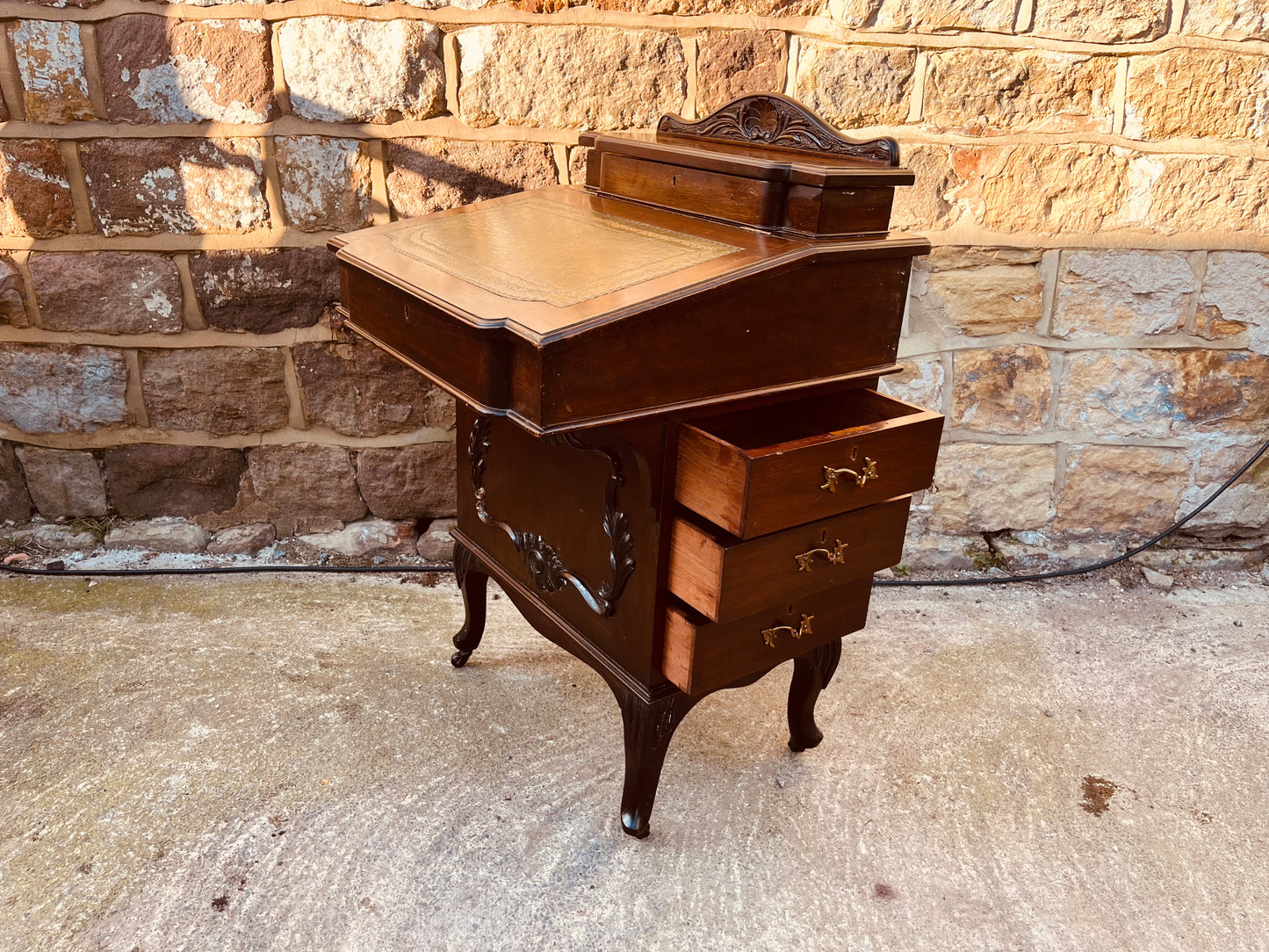 Victorian Mahogany Davenport Writing Desk – Antique Leather Top – Circa 1890