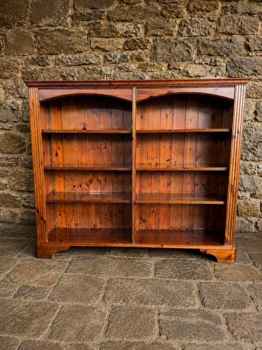 Large Vintage Solid Pine Farmhouse Bookcase