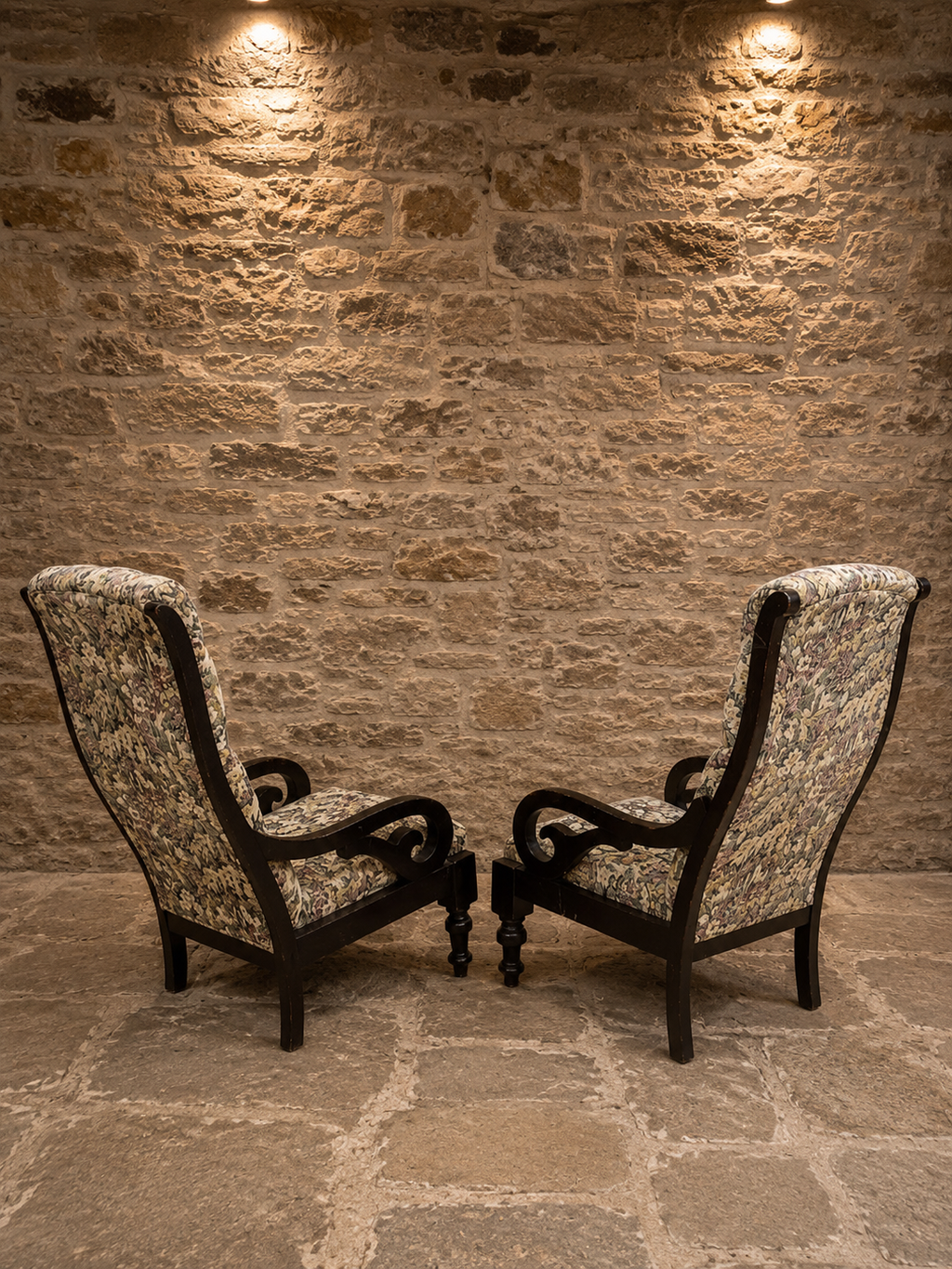Pair of Antique Victorian Deep Buttoned Scroll Arm Fireside Armchairs | English Country House Chairs | c.1895–1915