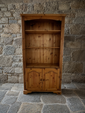 Vintage Rustic Pine Farmhouse Bookcase Cabinet with Cupboard Storage