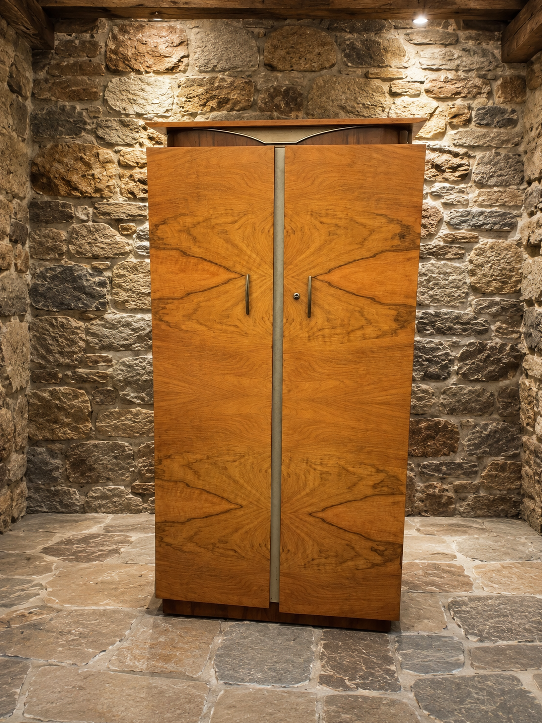 Art Deco Walnut Compactum Wardrobe | Vintage Gentleman’s Wardrobe | 1930s Walnut Armoire | Art Deco Bedroom Storage