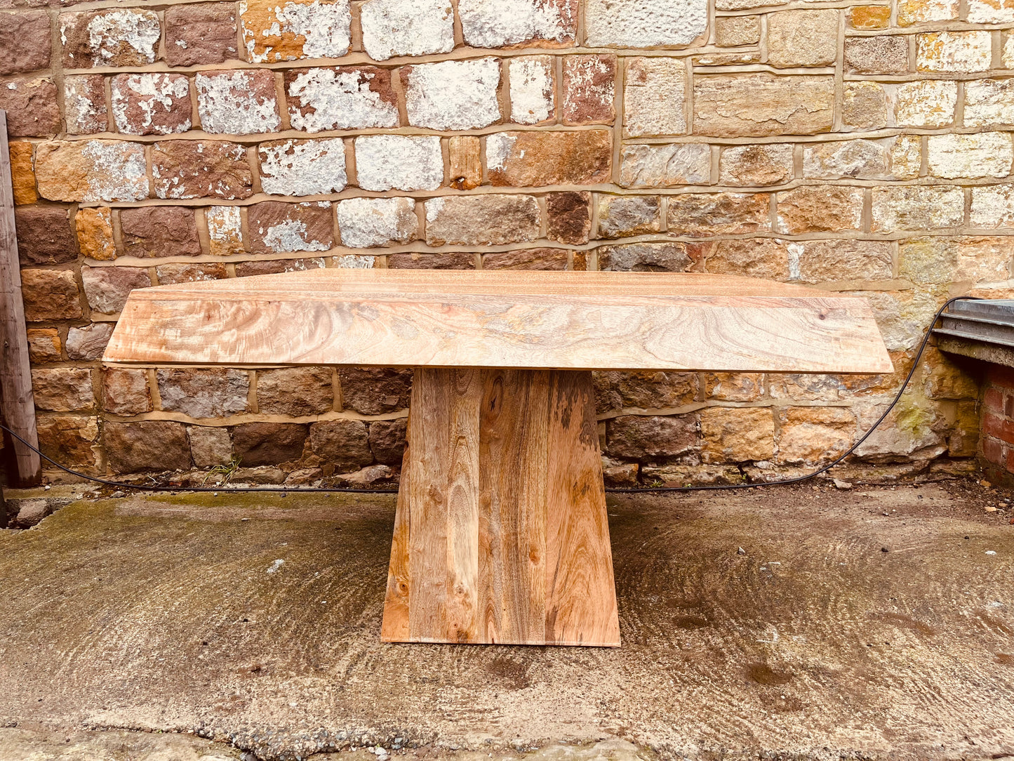 Solid Wood Pedestal Table | Handcrafted Sculptural Statement Table