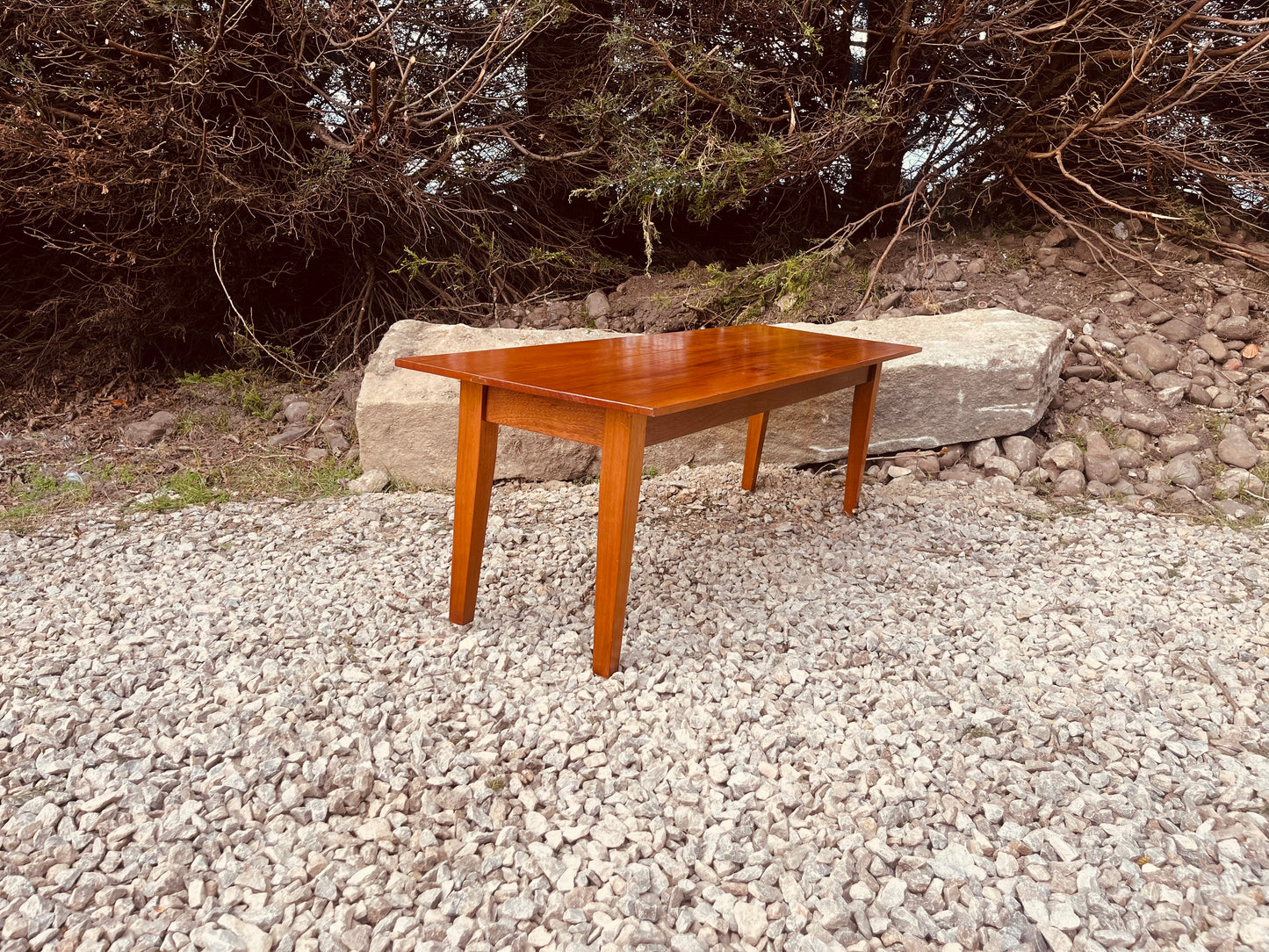 Mid Century Teak Console Table – Scandinavian Style Slim Hallway Table