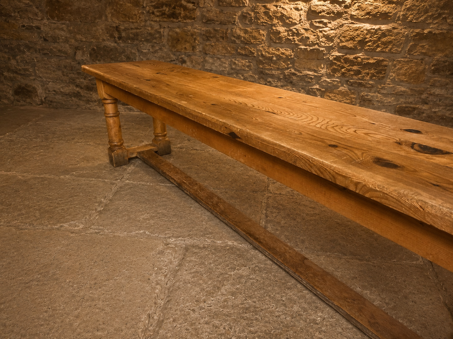 Antique Victorian Farmhouse Pine Bench | English Country Dining & Hall Bench | c.1890–1910