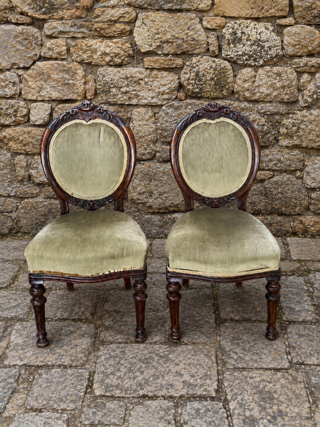 Pair of Antique Victorian Mahogany Balloon Back Chairs