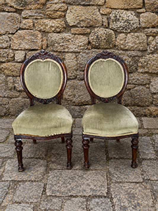 Pair of Antique Victorian Mahogany Balloon Back Chairs