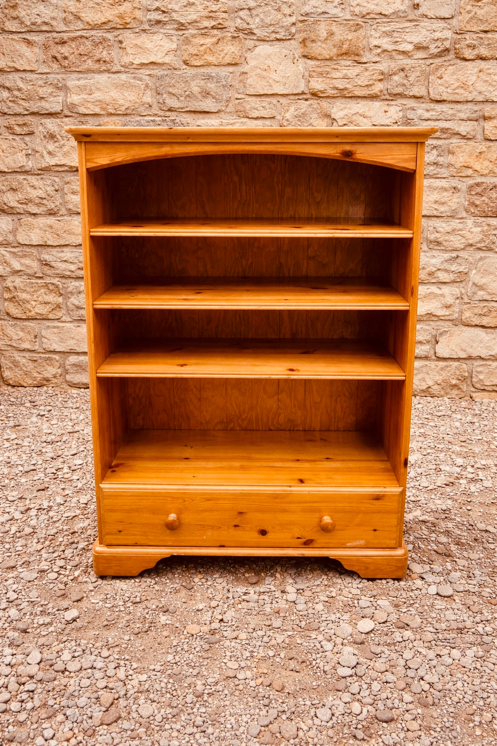 Rustic Pine Farmhouse Bookcase with Drawer – Solid Wood Shelving Unit