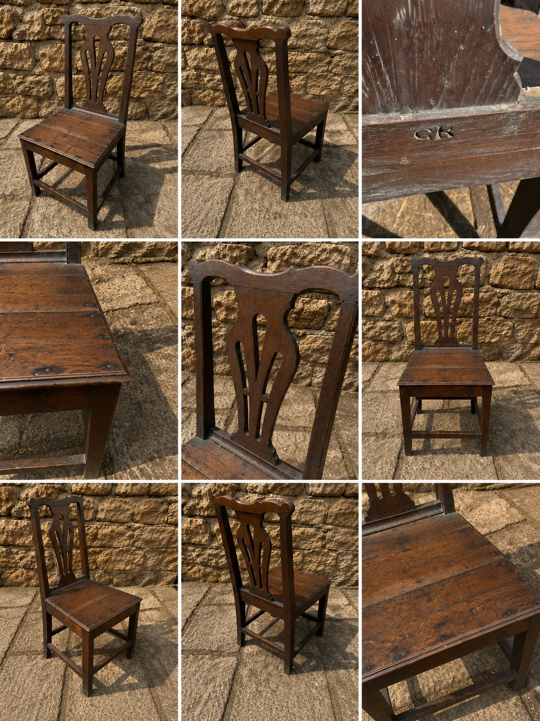 Antique English Oak Hall Chair | Rustic Jacobean Revival Side Chair | Country House Chair c.1820–1860