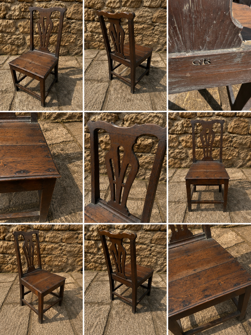 Antique English Oak Hall Chair | Rustic Jacobean Revival Side Chair | Country House Chair c.1820–1860